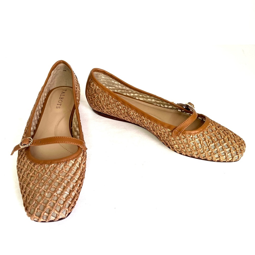 Talbots Sloan Mary Jane Raffia Ballet Flats - Sz 6